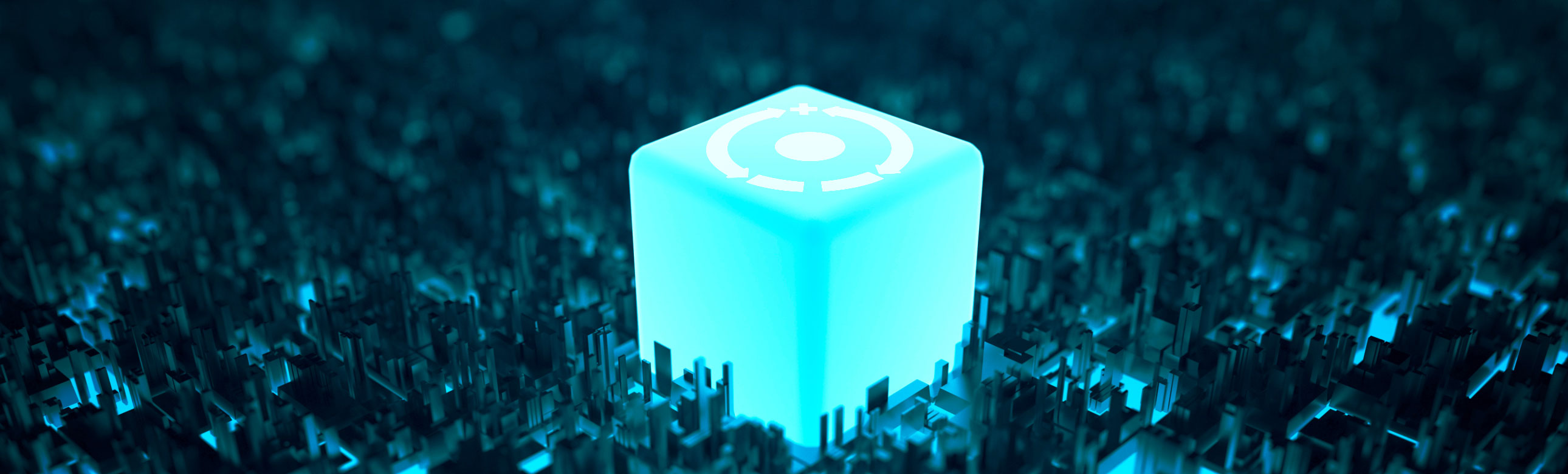 2focusplus cubo azul em destaque